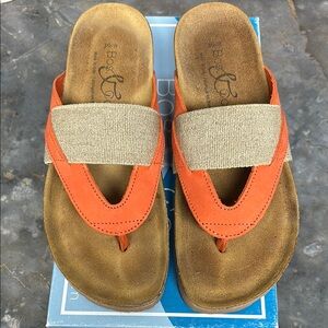 Bos. & Co Coral and Tan Sandals